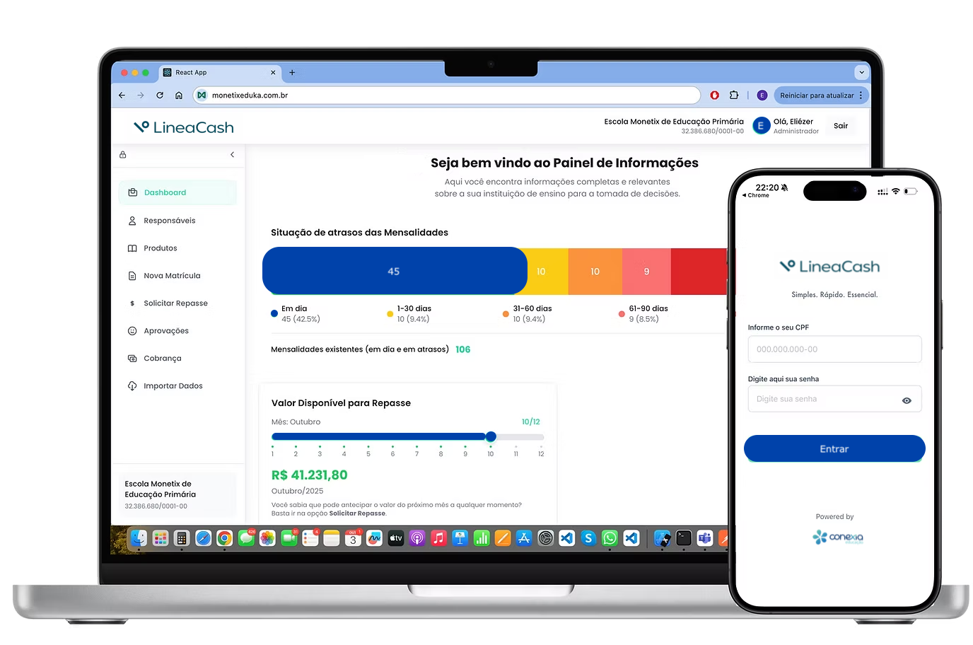 Interface da Secretaria Digital Web da plataforma LineaCash
